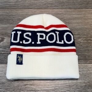 U.S. Polo Assn. Cream and Navy Beanie